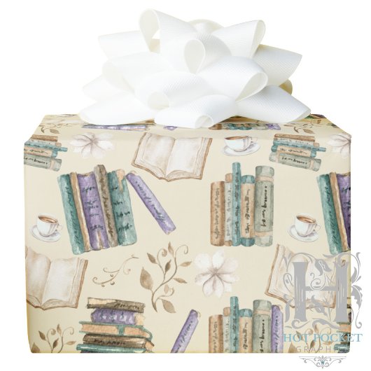 Book Lover Wrapping Paper in Cream ラッピングペーパー