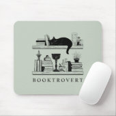 Book Lover's Black Cat Booktrovert マウスパッド (マウス)