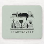 Book Lover's Black Cat Booktrovert マウスパッド (正面)
