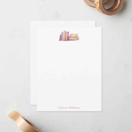 Book Lovers Bookish Theme Personalized Stationery ノートカード (正面/裏面インサイチュ)