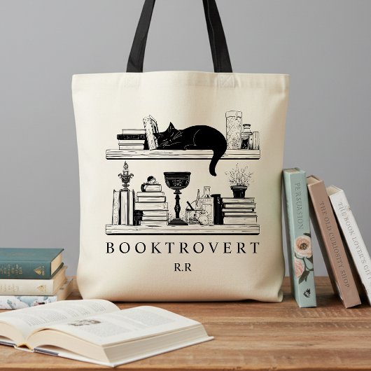 Book Lover's Cozy Academia Booktrovert Monogram トートバッグ