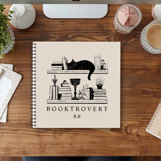 Book Lover's Cozy Bookcase Booktrovert Monogram ノートブック