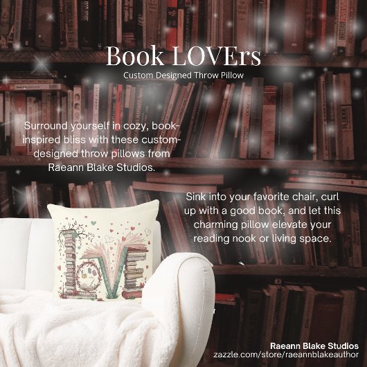 Book LOVErs Custom Designed Throw Pillow クッション