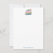 Book Lovers Floral Personalized Name Stationery ノートカード (正面)