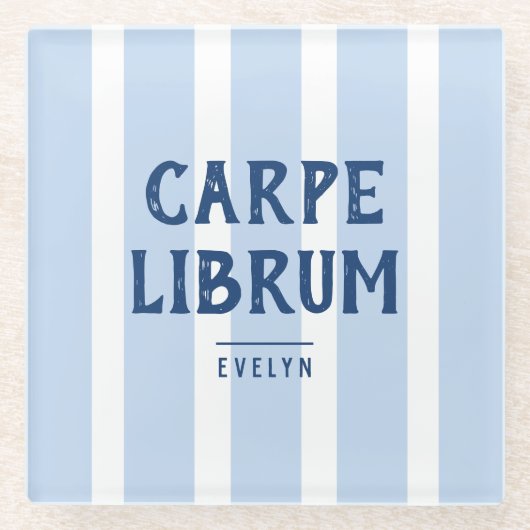 Book Lover's Funny Saying Modern Striped Custom ガラスコースター (正面)