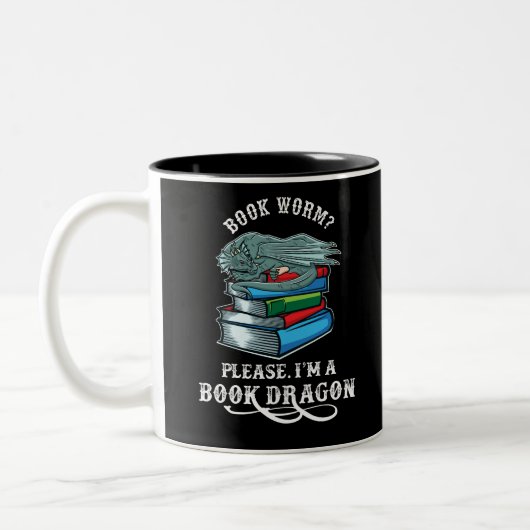Book Lovers Gifts Book Dragon Bookworm ツートーンマグカップ (左)