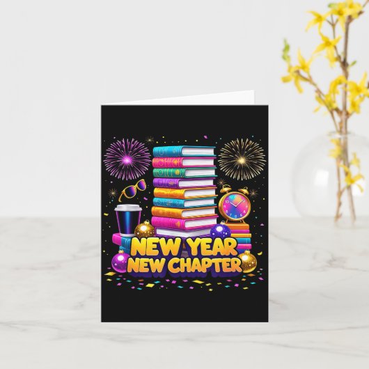 Book Lovers Happy New Year Chapter 2026 Bookworm F カード (黄色い花)
