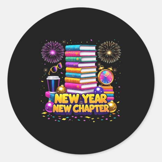 Book Lovers Happy New Year Chapter 2026 Bookworm F ラウンドシール (正面)
