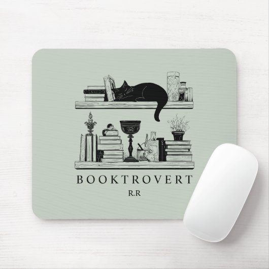Book Lover's Monogram Initials Booktrovert マウスパッド (マウス)