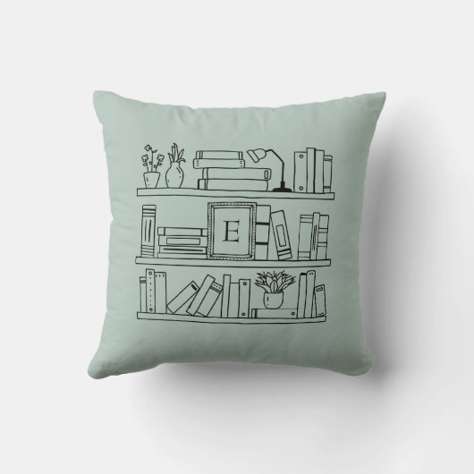 Book Lover's Monogram Throw Pillow クッション (裏面)