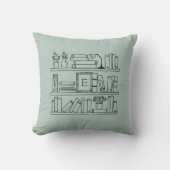 Book Lover's Monogram Throw Pillow クッション (正面)