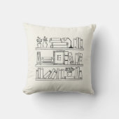 Book Lover's Monogram Throw Pillow クッション (正面)