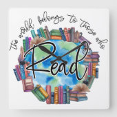 Book Lovers "Read" Square Acrylic Wall Clock スクエア壁時計 (正面)