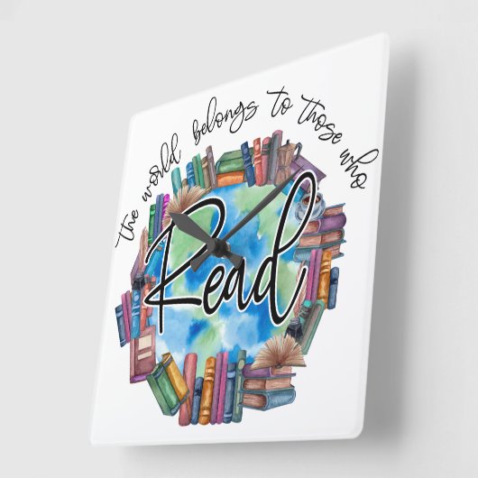 Book Lovers "Read" Square Acrylic Wall Clock スクエア壁時計 (傾斜)