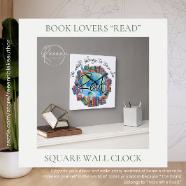Book Lovers "Read" Square Acrylic Wall Clock スクエア壁時計