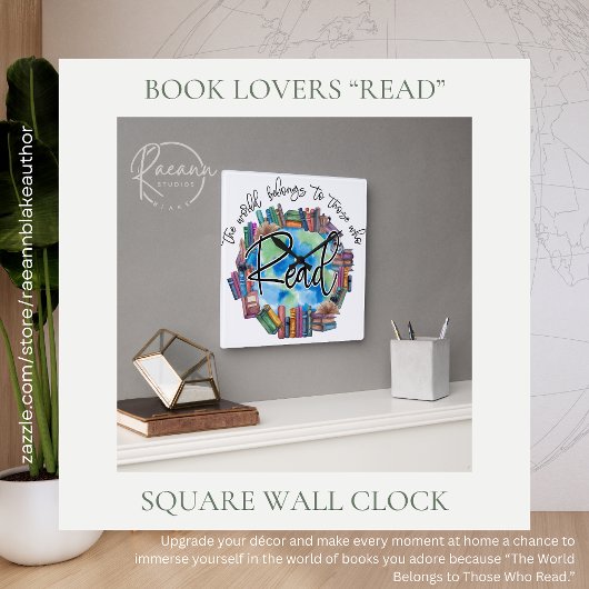 Book Lovers "Read" Square Acrylic Wall Clock スクエア壁時計