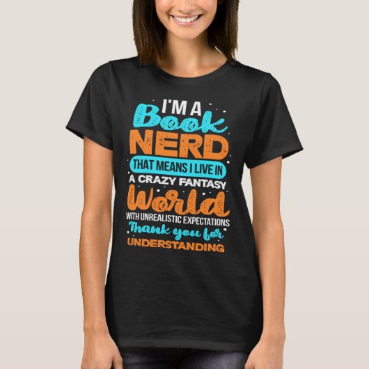 Book Nerd Reading Reader Bookworm Librarian Biblio Tシャツ (正面)