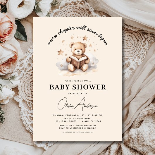 Book New Chapterが始まるTeddy Bear Baby Shower 招待状