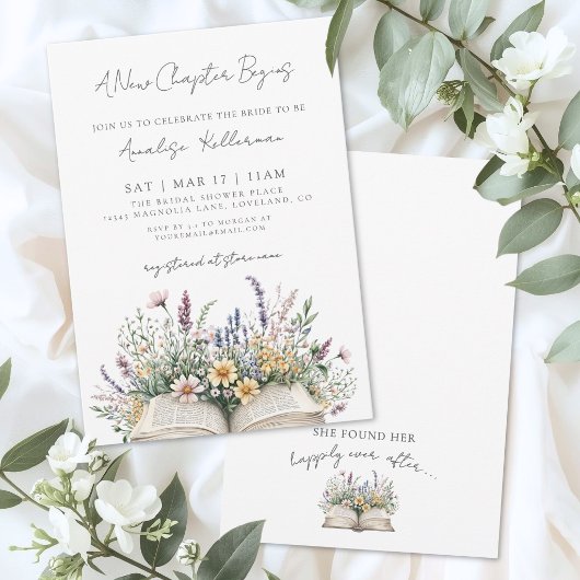 Book New Chapter Wildflower Bridal Shower 招待状