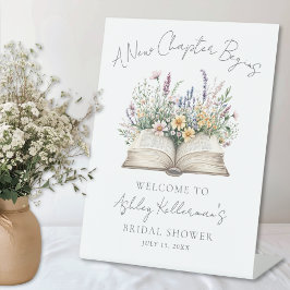 Book New Chapter Wildflower Bridal Shower Sign 台座サイン