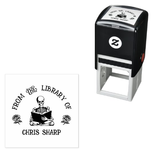 Book Of Libraryのゴシック様式の骨格バラ セルフインキングスタンプ (インサイチュ)