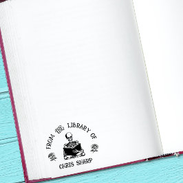 Book Of Libraryのゴシック様式の骨格バラ セルフインキングスタンプ