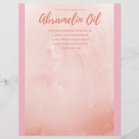 Book of Shadowsページ：スペルキャスティング： Abramelin油 (正面)
