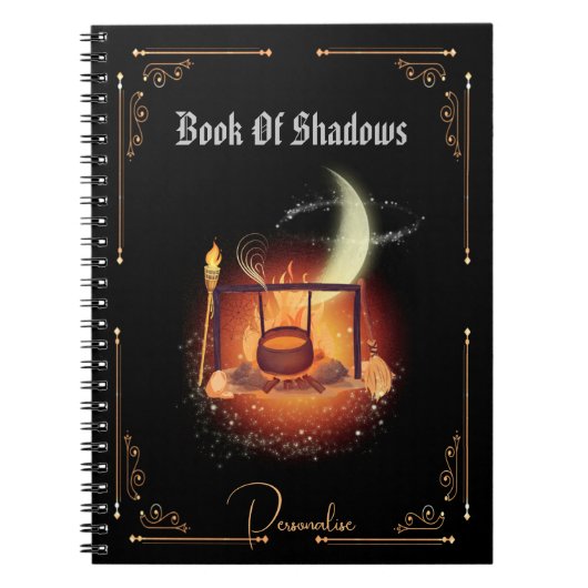 Book Of Shadows Fire Cauldron Journal Black ノートブック (正面)