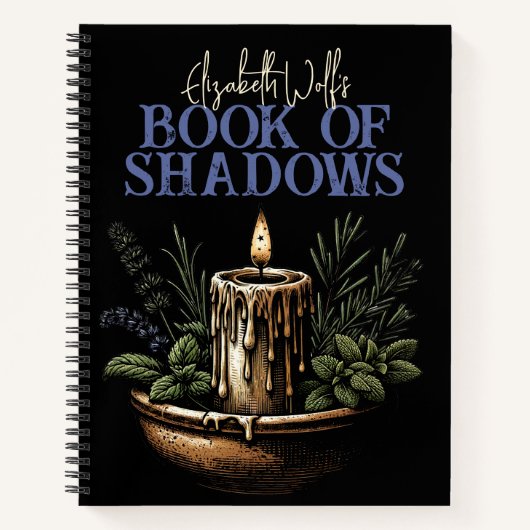 Book of Shadows Spiral Notebook Black Candle Moon ノートブック (正面)
