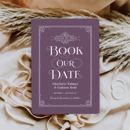 Book Our Date Purpleヴィンテージブックカバー結婚ズ セーブザデート