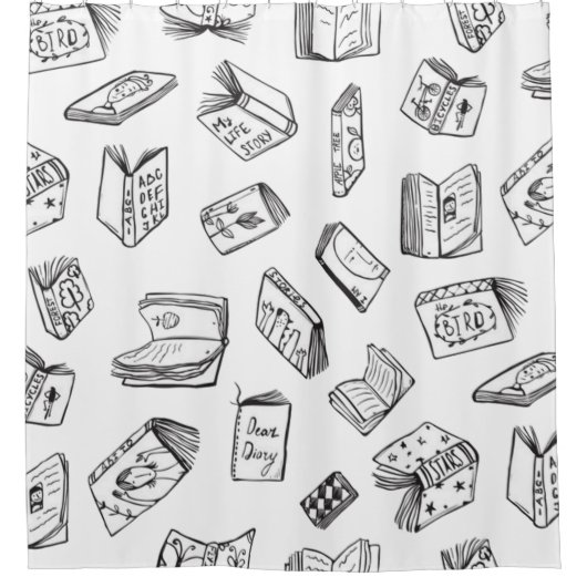 Book pattern シャワーカーテン (正面)