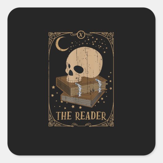 Book Reader Card Pagan Goblincore Goth Occult Book スクエアシール (正面)