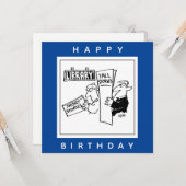 Book Readers at a Library Cartoon カード (正面/裏面インサイチュ)