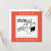 Book Readers at a Library Cartoon.ブックの恋人 カード (正面/裏面インサイチュ)