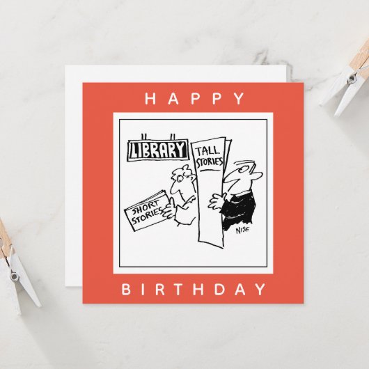 Book Readers at a Library Cartoon.ブックの恋人 カード (正面/裏面インサイチュ)
