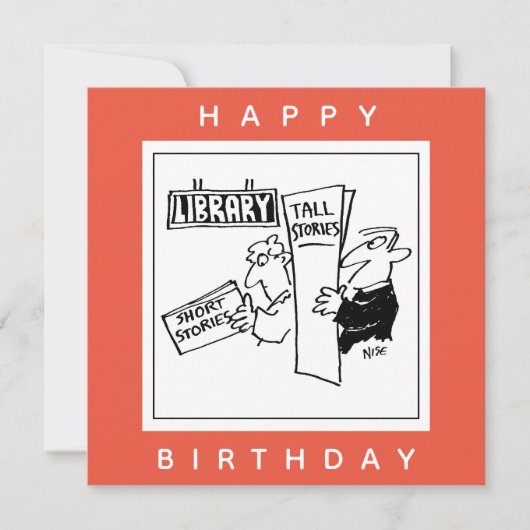 Book Readers at a Library Cartoon.ブックの恋人 カード (正面)