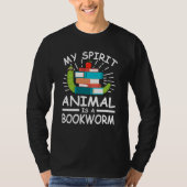 book reading bookworm library books librarian tシャツ (正面)
