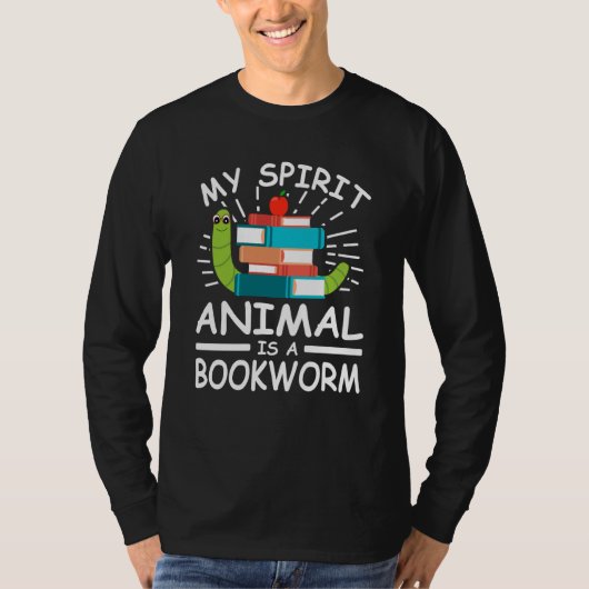 book reading bookworm library books librarian tシャツ (正面)