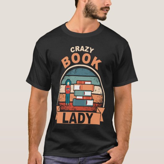 book reading bookworm library books librarian tシャツ (正面)