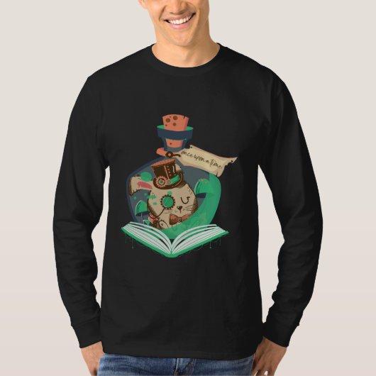 Book Reading Graphic Magic Rabbit Steampunk Magica Tシャツ (正面)