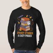Book Reading Halloween Spooky Stories & Cozy Pages Tシャツ (正面)
