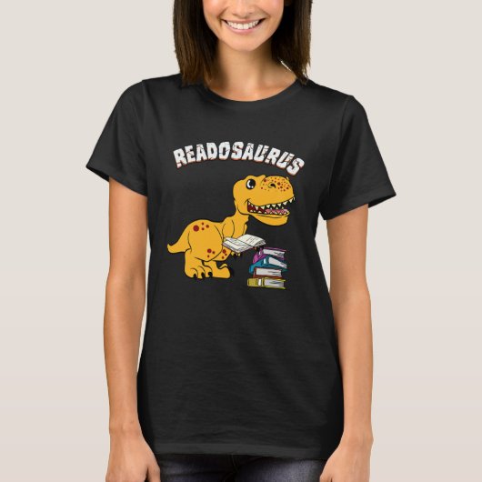 Book Readosaurus Dinosaur Books Library Reading Tシャツ (正面)