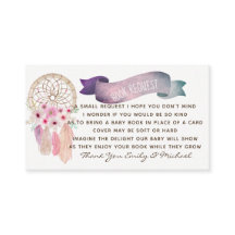 Book Request Baby Shower招待状Insert - Boho Posy