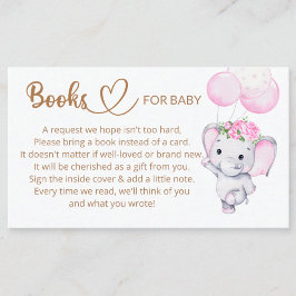 Book Request for Baby Girl Elephant Baby Shower エンクロージャーカード
