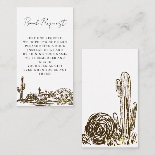 Book Request Hand Drawn Western Baby Shower エンクロージャーカード (正面/裏面)