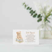 Book Request Neutral Teddy Bear Baby Shower Boho エンクロージャーカード (スタンド正面)