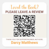 Book Review Request QR Code Indie Authors Minimal  スクエアシール (正面)
