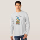Book Smart Energy | かわいい学者の鳥と本の文房具 Tシャツ (正面フル)
