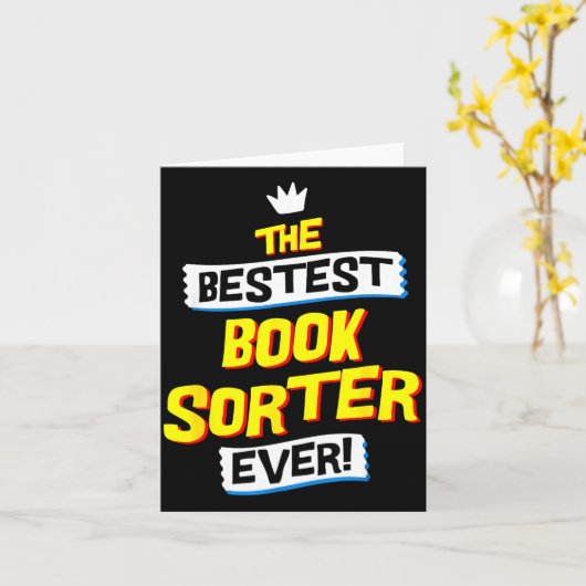 Book Sorter, Funny Job Occupation  カード (黄色い花)
