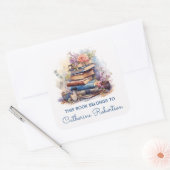 Book Stack This Book belongs to Name Bookplate スクエアシール (封筒)